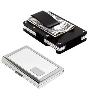 Stealodeal Black Metal Wallet Money Clip with White Water Resistant Card Holder