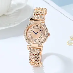 NIJAMRUT Premium Elegant Stone Studded Rose Gold Dail Stainless Steel Bracelet Watch for Women/Girls/Ladies Analog Watch - for Women (Rosegold Blue)