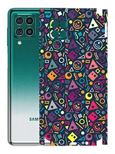 AtOdds - Samsung Galaxy F62 Mobile Back Skin Rear Screen Guard Protector Film Wrap (Coverage - Back+Camera+Sides) (Shapes Graffiti)