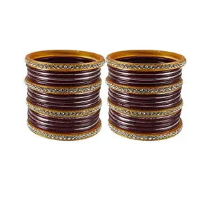 Vidhya Kangan Maroon Stone Stud Brass Bangle (ban14411-2.4)