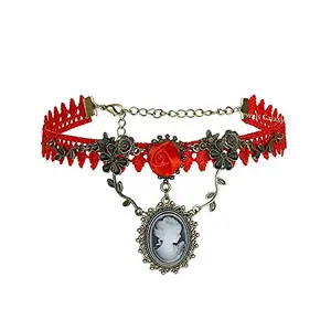 Jewels Galaxy Red Rose Designer Beautiful Chokar Necklace for Women (JG-CKR-1106)