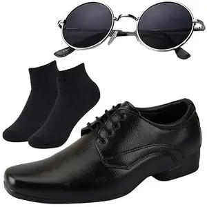 Vitoria l Men Black Lace Formal Shoes with Black Socks & Round Black/6