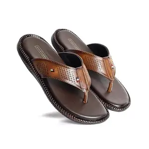 GULLAN EXTRA SOFT Care Orthopedic Diabetic Comfortable Dr Sole Footwear Daily Use Casual Home Wear Stylish Latest Cushioned One Toe Ring Thump Chappal-Sandals-Slippers for Men's-Gents-Boy's (Tan)