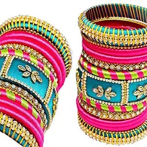 Bridal Silk Thread Chura Bangle Set (sky blue, 2.4)