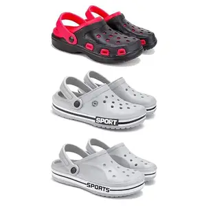 DRACKFOOT-Lightweight Classic Clogs || Sandals with Slider Adjustable Back Strap for Men-Combo(3)-3017-3016-3067-8 Grey