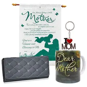 Saugat Traders Best Gift for Mother - Coffee Mug, Scroll Card, Wallet & Key Chain | Birthday | Mother's Day | Anniversary Gift for Mom, Grandmother