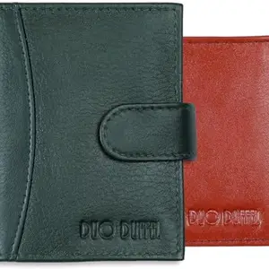 DUO DUFFEL Genuine Leather Unisex RFID Protected Wallet & Card Holder Pack of 2