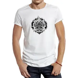 hippie shippie.com HippieShippie Unisex Cotton Regular Fit Half Slevees Power of Celtic Graphic Printed Casual T-Shirt with Cool and Funky Design for Parties, Gym, Sports, Travelling (POC_2XL_White)