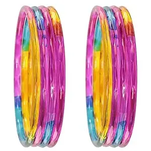 Glass Bangle Women's Designer Plain Glossy Glass Kada Set For Women With Diamond Cut Design | Fancy Designer Glass Bangles | Traditional Chudi| Stylish Glass Kada For Wedding - Set Of 8