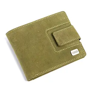 HAMMONDS FLYCATCHER Genuine Hunter Leather Wallet for Men, Moss Green | RFID Protected Bi-Fold Money Wallets for Men | Mens Wallet with 6 Card Slots | Loop to Lock Snap Button Purse - Gift for Men's
