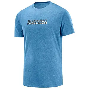 Salomon Polyester Lc1036000 Agile T-Shirt, M (Blue)