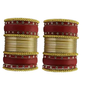 Vidhya Kangan Multi Stone Stud Brass Bangle With Extra Large Size | Over Size | Plus size |For Woman and girlsChura Bangles Set for Wedding and Party sku-(ban28400)