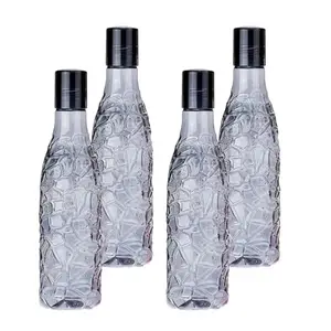 Kuber Industries Multipurpose Water Bottle Set of 4 | Leak Proof Firm Grip Food Grade Plastic Bottles BPA Free | For Home Office School Gym and Travelling | Unbreakable Freezer Safe Bottle | Black
