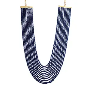 Amazon Brand - Nora Nico Nora Nico 11 Layered Sapphire Onyx Crystal Beads Rani Necklace Jewellery Set for Women/Girls (ML250BL)