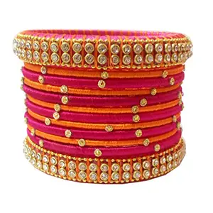 Blue jays hub Silk Thread Bangle Set of 14,Multi Color for Women/Girls (Multi Color, 2.2)