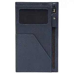 LOUIS STITCH Mens Grey Italian Saffiano Leather Passport Holder RFID Blocking Multiple Card Slots Handcrafted Premium Slim Wallets Unisex (PHCZ)
