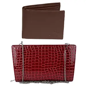 Leather Junction Red Artificial Leather Women's Wallet Brown Men's Wallet (200040133650)
