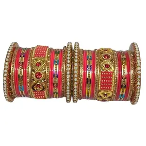 AAPESHWAR Plastic Beautiful Traitional Chudas/Bangle Set for Women and Girls (Red, 2.4) (Pack of 26) (BGG 469)