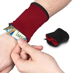 Divik BlackZipper Wrist Wallet Pouch Arm Band for MP3 Key Card Storage Case