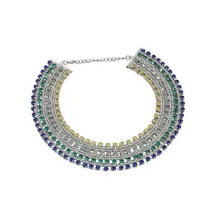 SOHI Women's The Egyptian Bijou Statement Necklace For Casual Wear | Blue & Green Colour | Alloy Material | Lobster Clasp Closure | Artificial Stone Necklace| Fashion Necklace For Women & Girls