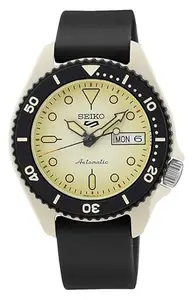 Seiko Leather Analog Men 5 Sports - Srpg71K, Black