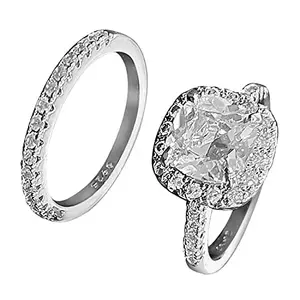 Peora American Diamond Studded Silver Plated Finger Ring Fashion Wear Stylish Jewellery Gift for Girls & Women (PX8R86-7)