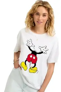 Epiko Oversized Fit Mickey Mouse Cartoon Printed Womens Tshirt | Tops for Women/Girls
