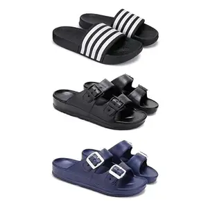 Lightweight,Classic SliderSandals with Clogs for Men-Combo(3)-3024-3115-3116-7 Blue-2882