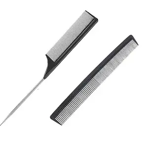 ZAUKY 1PCS PLAIN Comb/Professional Salon Hair Tail Comb Carbon Hair Cutting Combs With 1PCS Professional Antistatic TAIL COMB WITH STEEL PIN (COMBO PACK)