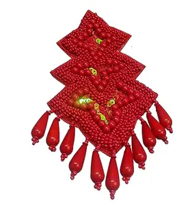 Handmade Cloth and resin sequins beads long Earring Set for girls and women (Red)