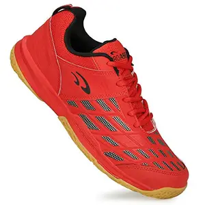 PRO ASE Men's Red Non-Marking Sole Shoes for Badminton, Table Tennis, Volleyball | TRU Cushion/Shape_07