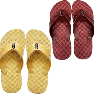 Vitoria Men Slippers | Soft Comfortable Stylish And Anti Skid Men's Flip-Flops & Slippers | Color : Maroon-Yellow | Size : 9, FPKS01SpidrMhunSlprS01SpidrYlwSlpr2SP-9