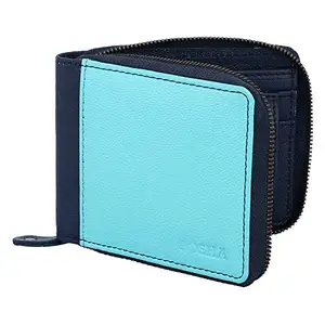 Posha Women's Genuine Leather Wallet (Green and Blue)