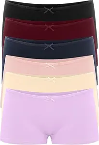 SunFlux® Womens Underwear Cotton Boyshort Boxer Ladies Comfort Soft Boy Shorts Pack 2,4,6 (Multicolor) (in, Alpha, S, Regular, Pack_2)