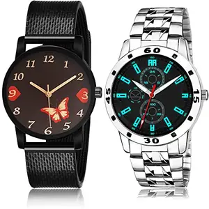 NIKOLA Analogue Analog Black and Silver Color Dial Men Watch - BRM14-(63-S-19) (Pack of 2)
