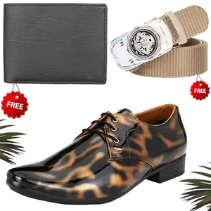 Vitoria Men's PU Formal/Party Shoes | Shoes Combo with Free Wallet & Belt | Stylish & Comfortable | Ideal for Office, Casual Outings, Parties (4124_VTOR-BLK-101) (Multicolor)(Size: 9UK)