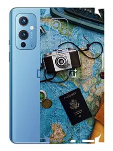 AtOdds - OnePlus 9 Mobile Back Skin Rear Screen Guard Protector Film Wrap (Coverage - Back+Camera+Sides) (Travel Map)