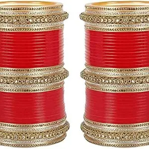 BanglesKart | Red Designer Chura Bridal Dulhan Punjabi Choora Fashion Jewellery Chuda Set (XL(2.10))