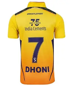 Generic MS Dhoni 7 Cricket Team Tshirt 2023_Chennai (Kit & Men) (14-15Years) Multicolour