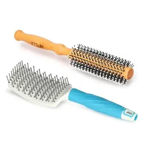 Nfilla Professional Round Brush For Blow Drying Ceramic Ion Thermal Barrel Brush For Precise Styling And Maximum Volume - Lightweight Round Hair Brush For Manageable Hair & Vented Hair Brush and Hair Comb