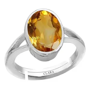 Clara Citrine Sunehla 5.5cts or 6.25ratti Sterling Silver Adjustable Ring For WOMEN