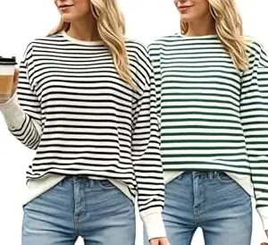 Mack Jonney VIMAL JONNEY Women Striped T-Shirt || T-Shirt for Women || Full Sleeve T Shirt || T-Shirt-VIMAL640620