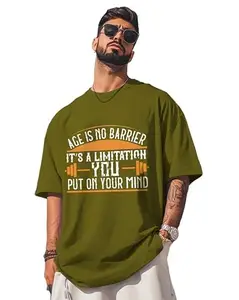 AUSK Men Oversized T-Shirt with Drop Shoulder Loose Fit Tshirt Olive