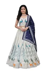 Women Cotton Silk Printed With Real Mirror Work Lehenga Choli For Women with Dupatta Set Semi-stitched Lehenga || Free Size Available