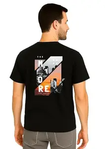 AG3 T-Shirts Men Cotton Half Sleeve Round Neck Stylish Mens Casual Wear More 002 T Shirt SRB-0288-L Black