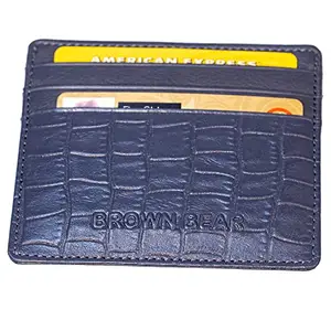 BROWN BEAR Premium Branded Men’s Card Holder Stylish, ATM Card Holder Pure German Nappa Leather, RFID Leather Card Holder (Blue)