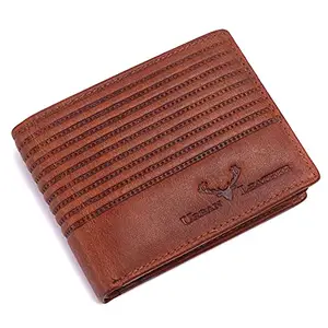URBAN LEATHER Stitch Vintage Tan RFID Blocking Leather Wallet for Men