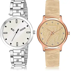 NEUTRON Luxury Analog White and Brown Color Dial Women Watch - GM235-GM332 (Pack of 2)