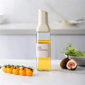 Glass Oil Dispenser/Bottle For Pouring Oil, Olive Oil, Vinegar, Soy Sauce, etc., For Cooking In Kitchen 500 ml (White)