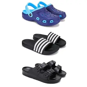 WINGSCRAFT Lightweight Classic Clogs || Sandals with Slider for Men-Combo(3)-3019-3024-3115-7 Black-6507